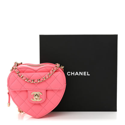 Chanel Lambskin Quilted CC In Love Heart Clutch With Chain Pink 11 of 11