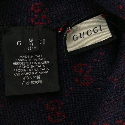 Gucci Wool Alpaca GG Monogram Beanie Hat M Navy 6 of 10