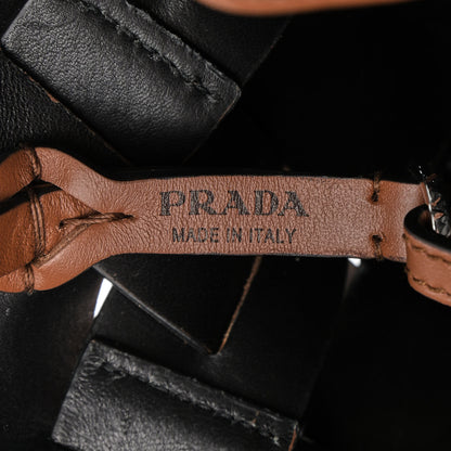Prada Vitello Intreccio Tote Bag Cognac Black 7 of 12