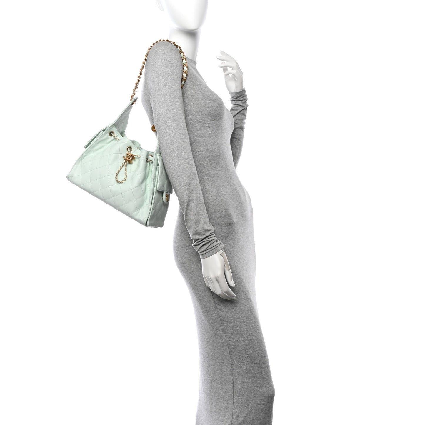 Caviar Quilted Small Chanel 25 Handbag Light Green