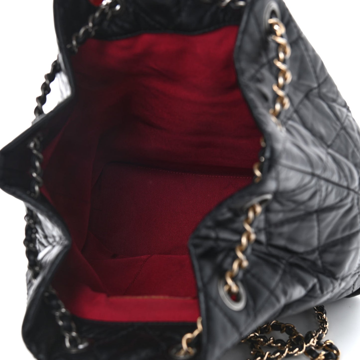 Aged Calfskin Quilted Gabrielle Backpack Black