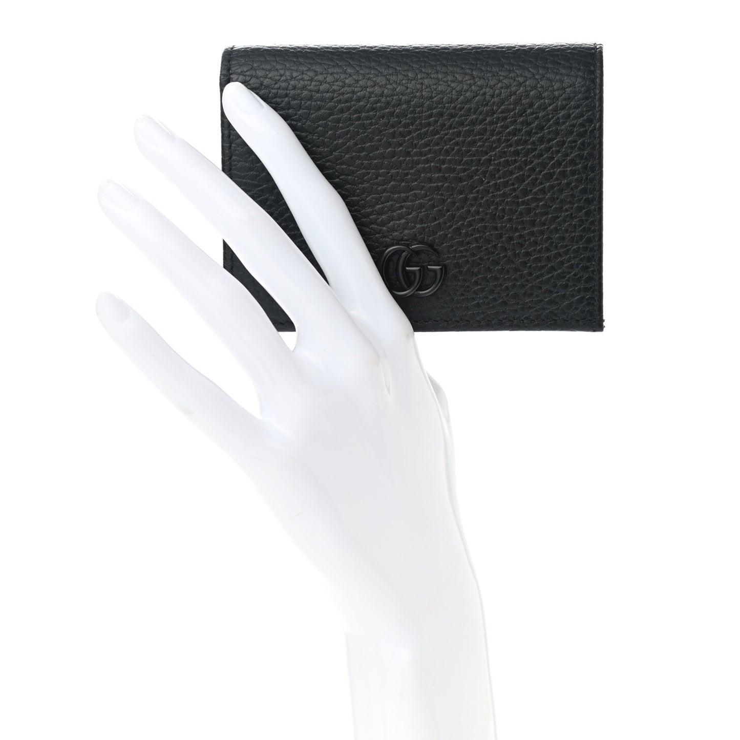Dollar Calfskin Enamel Monochrome GG Marmont Card Case Black