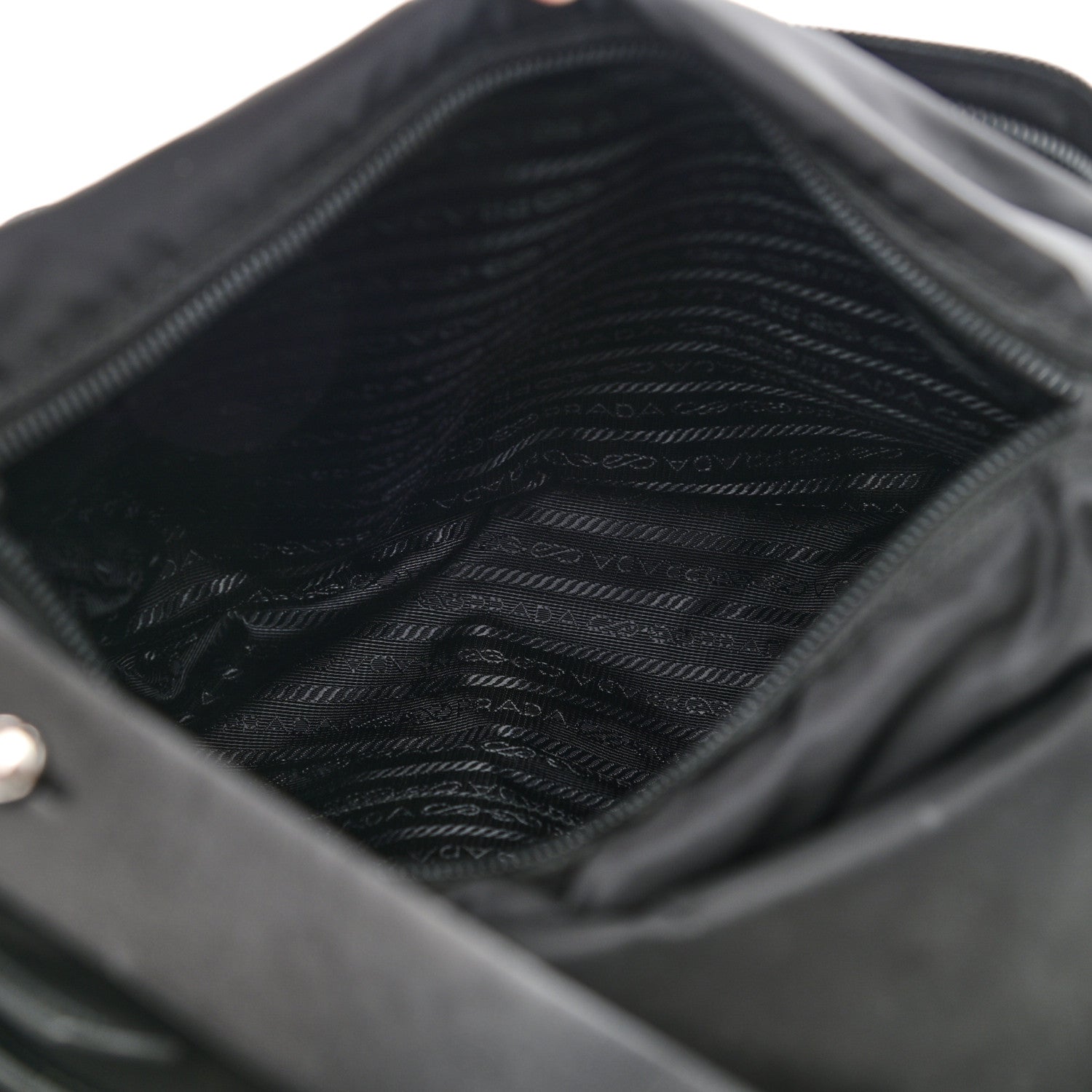 Prada Nylon New Vela Studded Messenger Black Verde 6 of 9