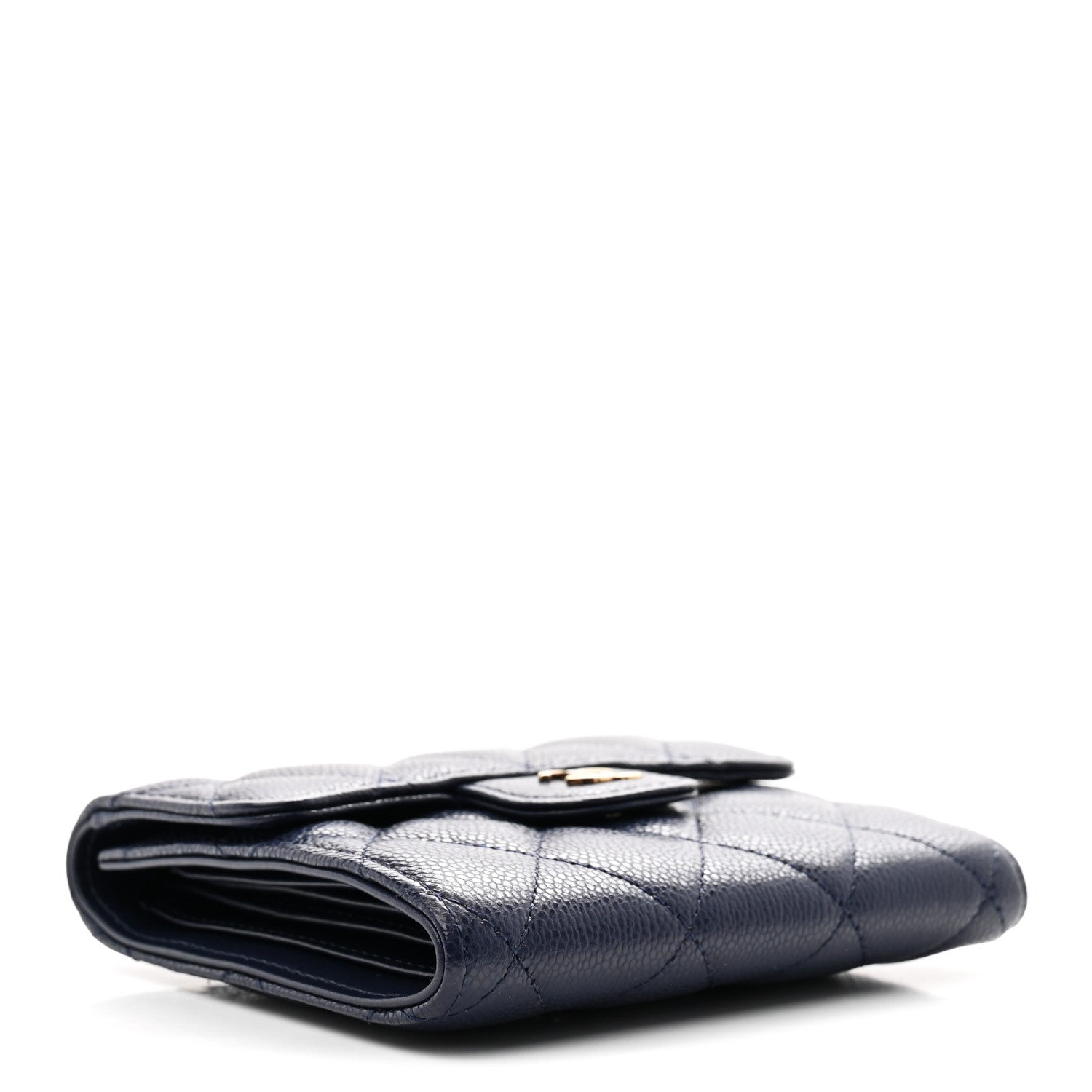 Chanel Caviar Quilted Compact Flap Wallet Navy 4 of 8