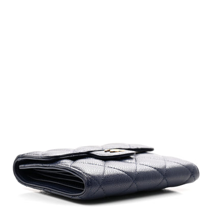 Chanel Caviar Quilted Compact Flap Wallet Navy 4 of 8