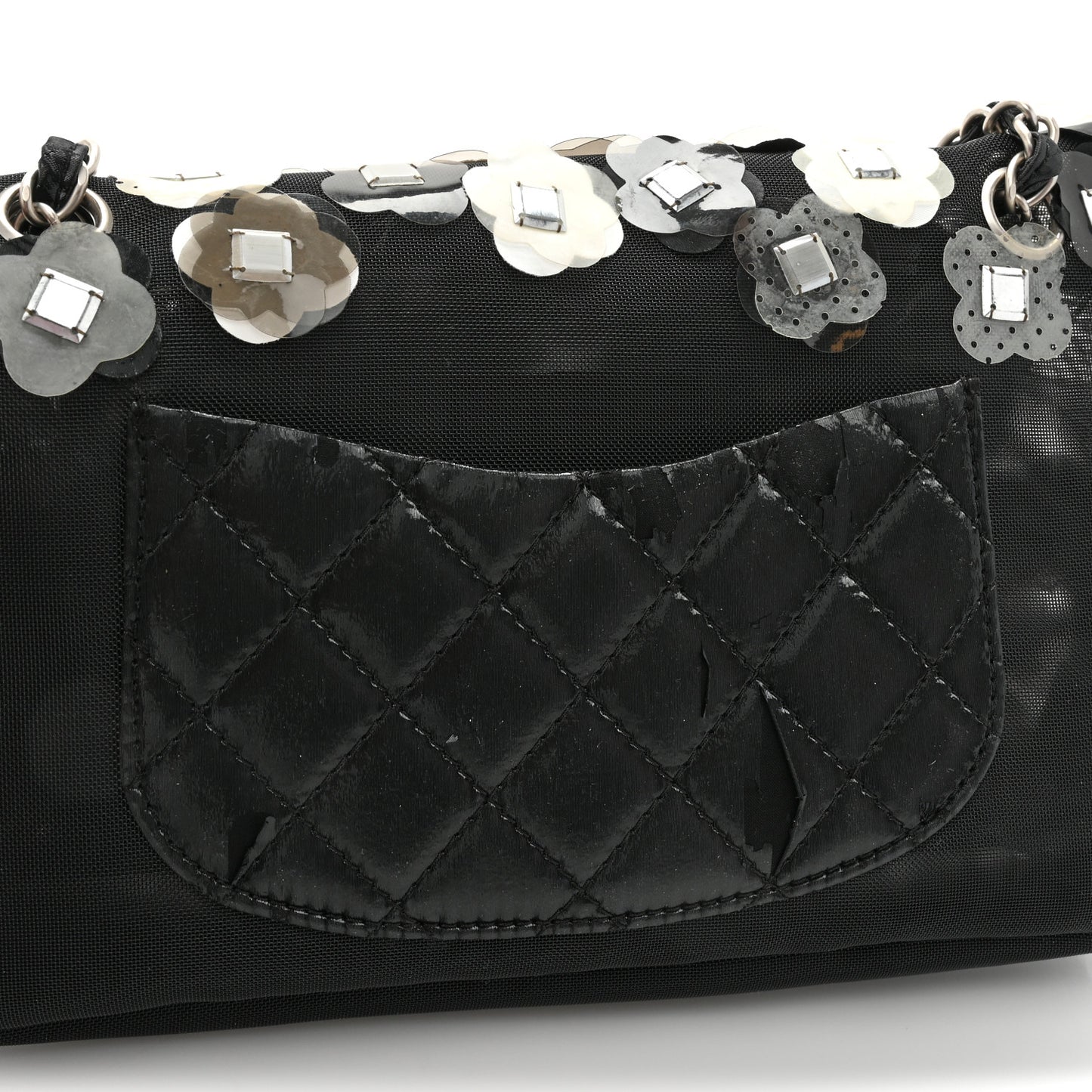 Mesh Paillette Sequin Flap Black