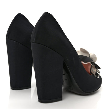 Chanel Satin Camelia Block Heels Pumps 41 Black 4 of 9