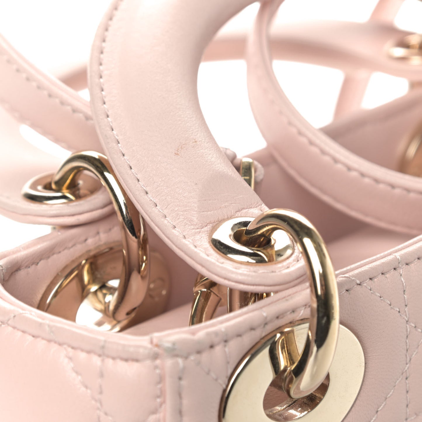 Lambskin Cannage Mini Lady Dior Rose Poudre