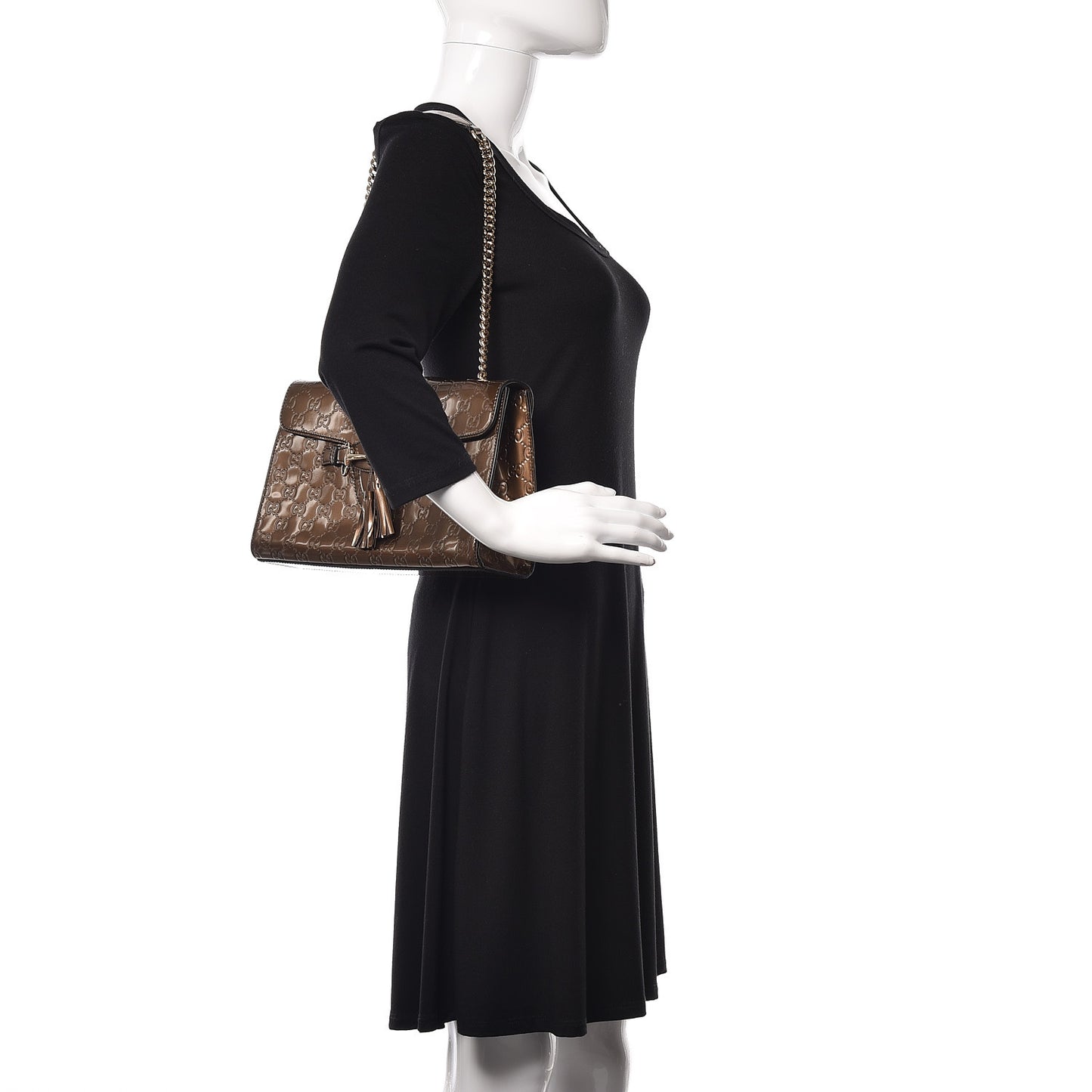Shine Guccissima Medium Emily Chain Shoulder Bag Acero