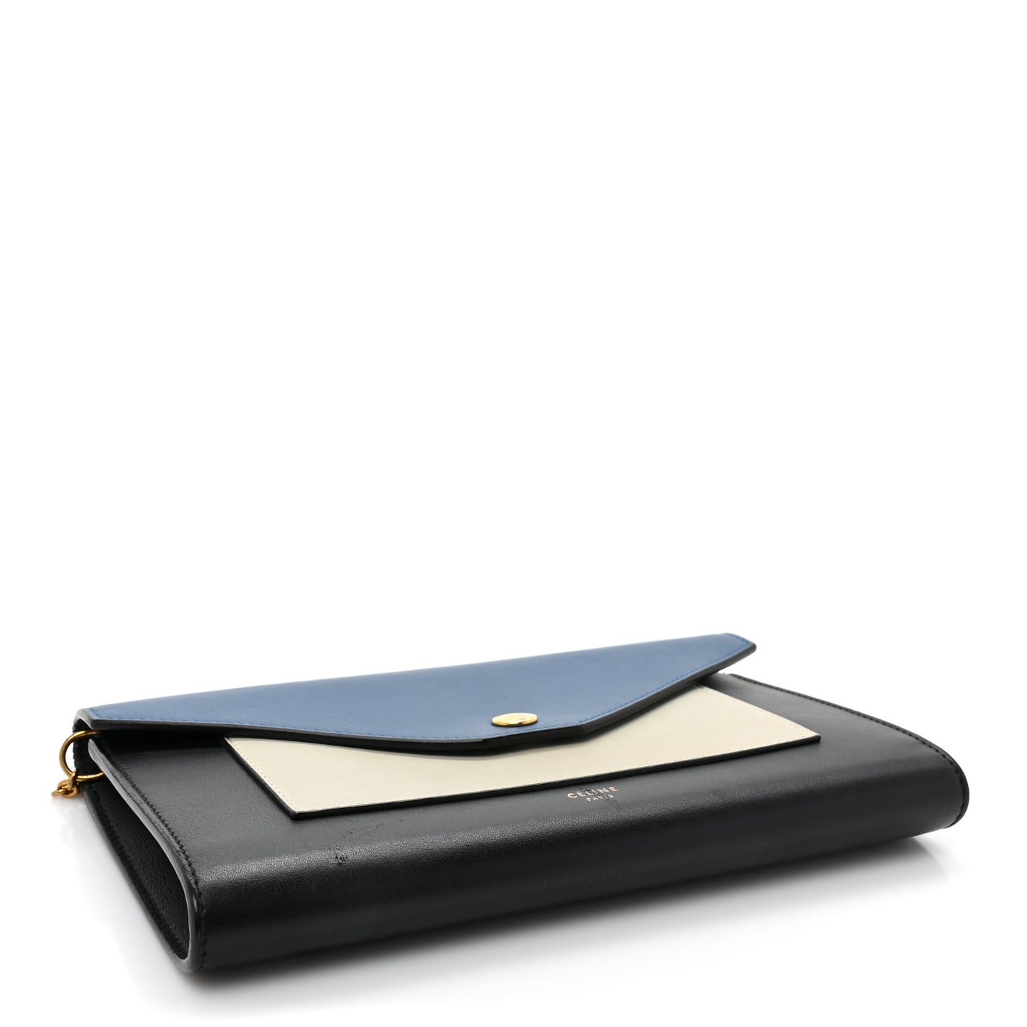 Shiny Calfskin Large Pocket Flap On Chain Sea
