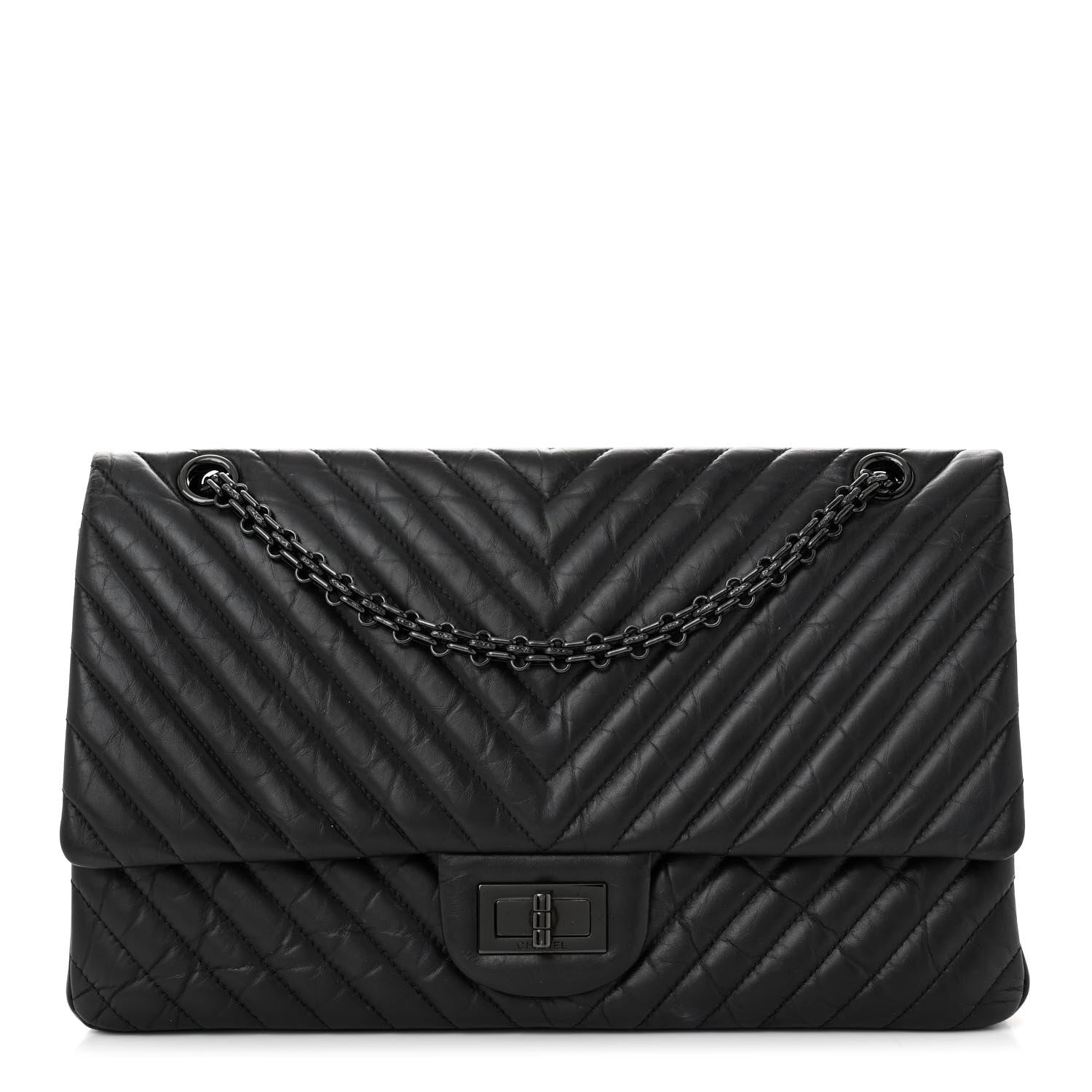 Chanel Aged Calfskin Chevron Quilted 2.55 Reissue 227 Flap So Black 1 of 13