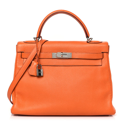 Hermes Taurillon Clemence Kelly Retourne 32 Orange 1 of 9
