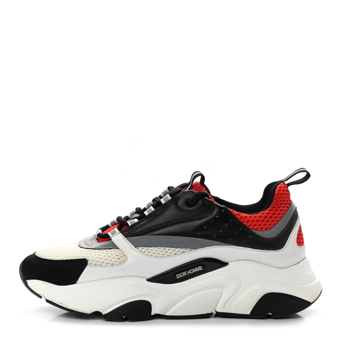 Technical Mesh Calfskin Mens B22 Sneakers 41 Black White Red