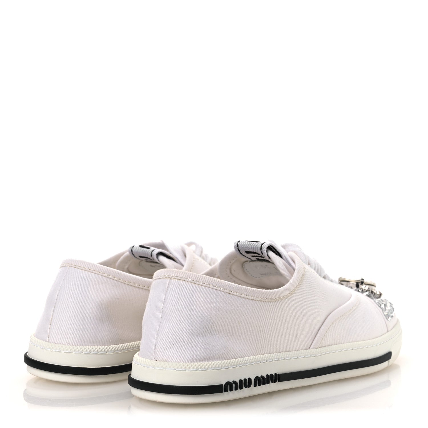 Miu Miu Gabardine Crystal Low Sneakers 35 Bianco 5 of 12