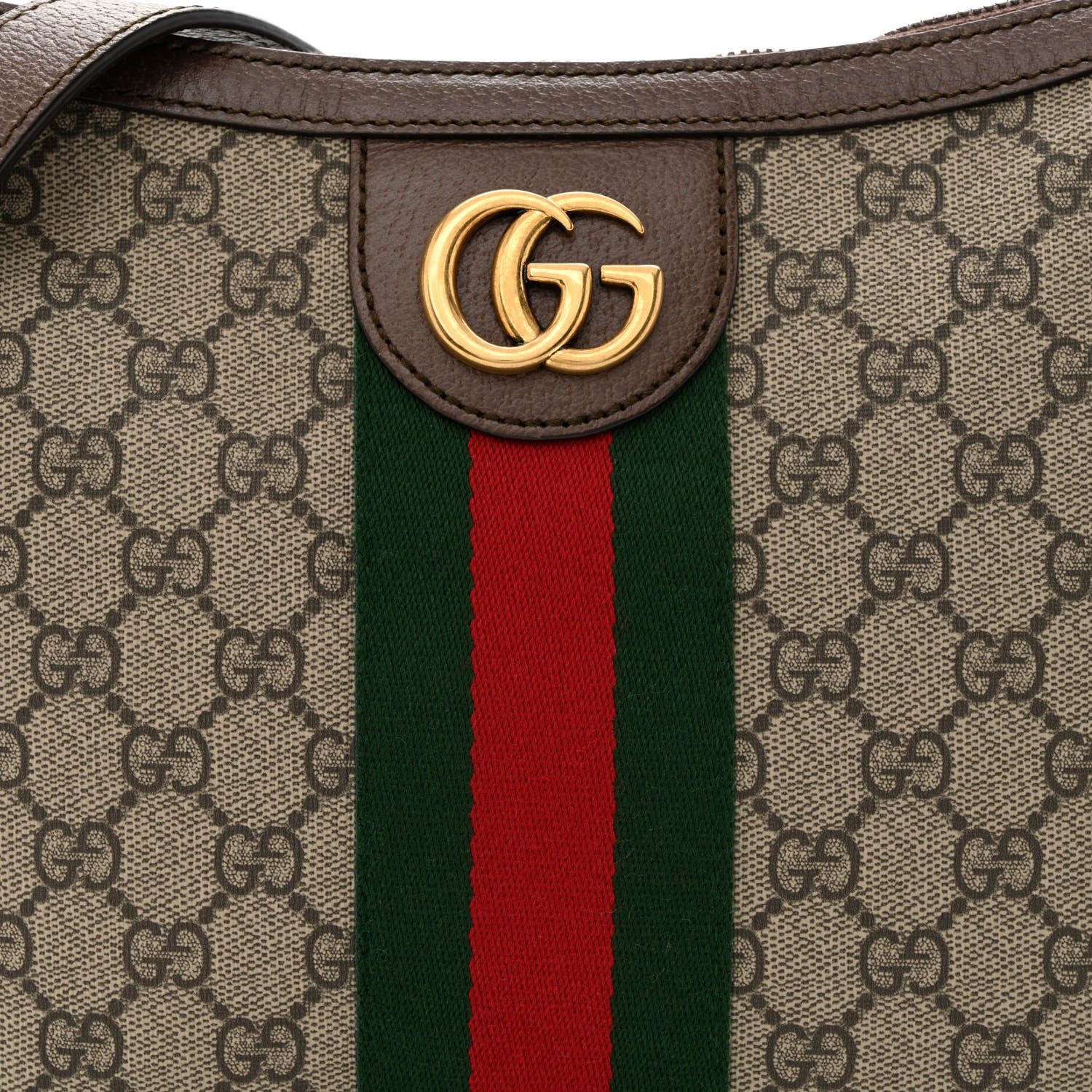 Gucci GG Supreme Monogram Textured Dollar Calfskin Web Small Ophidia Half Moon Hobo Beige Ebony New Acero 8 of 13