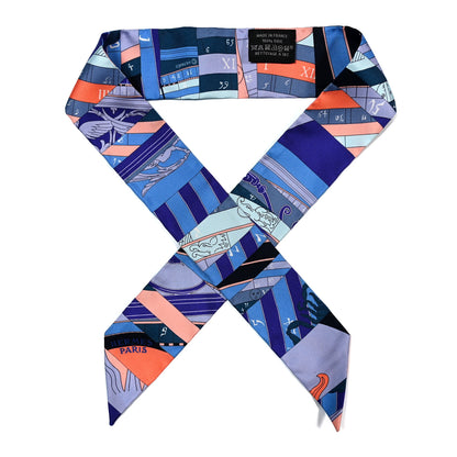 Hermes Silk Astrologie Nouvelle Twilly Ultraviolet Bleu Corail 1 of 3