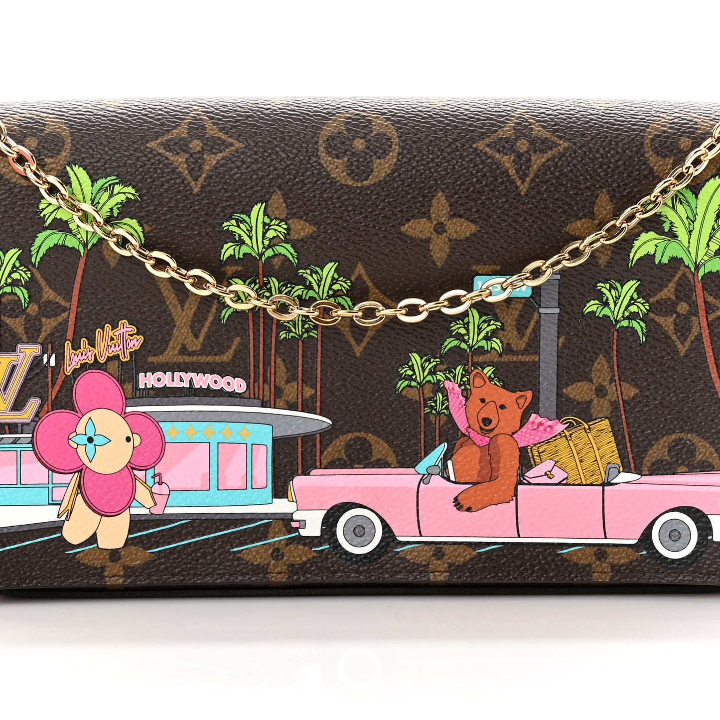 Monogram 2021 Christmas Animation Hollywood Pochette Felicie Chain Wallet Fuchsia