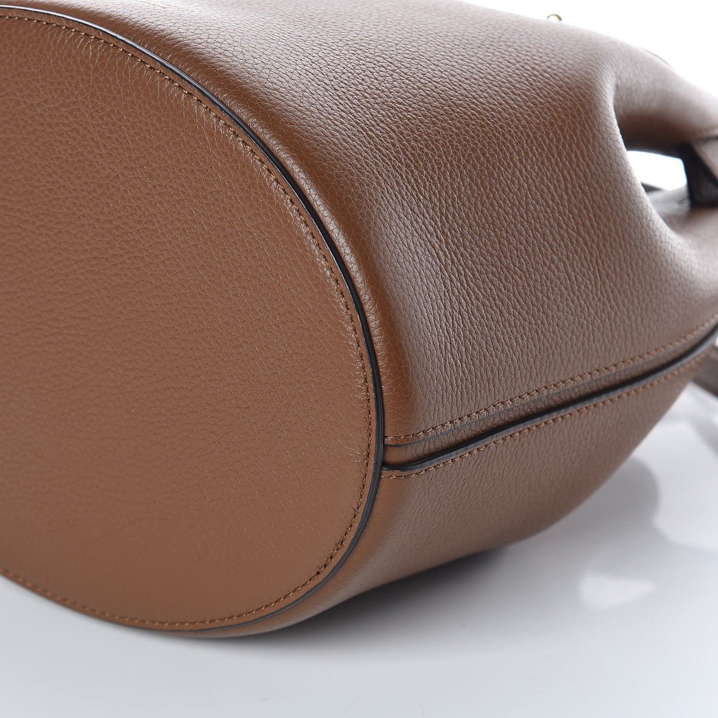 Small Classic Grain Calfskin Small Abbey Bucket Bag Oak