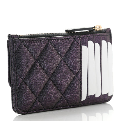 Chanel Iridescent Caviar Quilted Flap Zip Card Holder Black 3 of 8