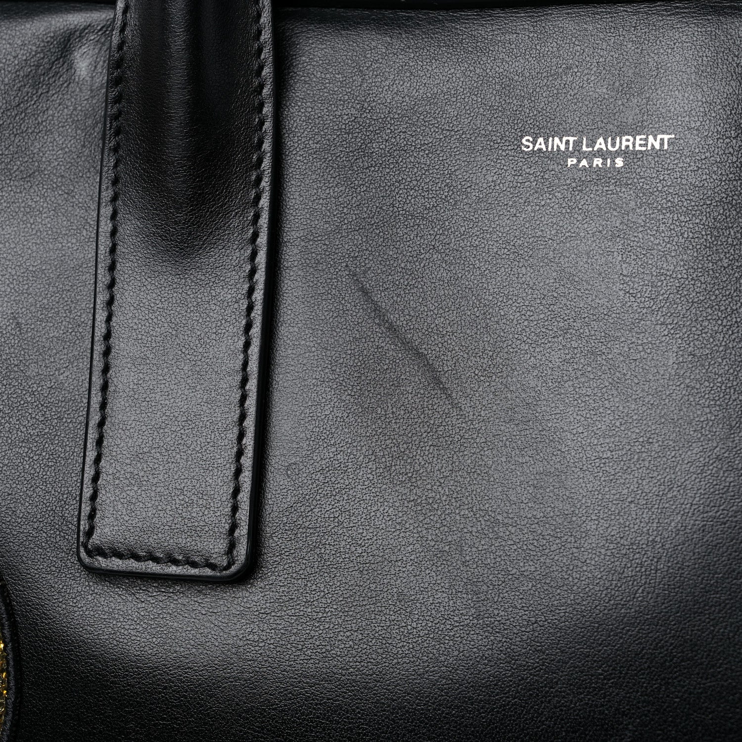 Saint Laurent Calfskin Patch Embellished Museum Flat Briefcase Black 12 of 16