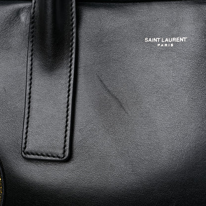 Saint Laurent Calfskin Patch Embellished Museum Flat Briefcase Black 12 of 16