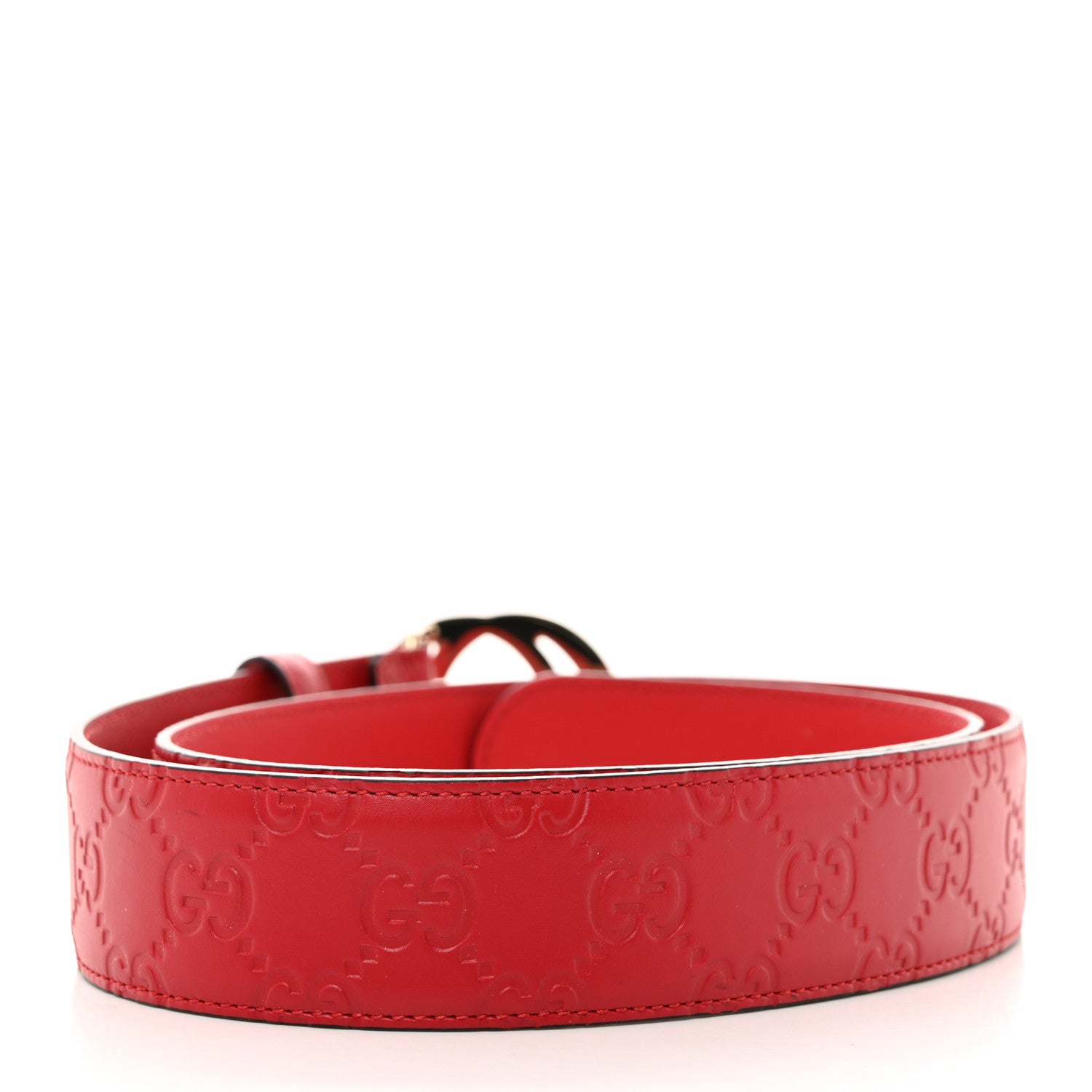 Gucci Guccissima Signature Interlocking G 37mm Belt 85 34 Hibiscus Red 2 of 7