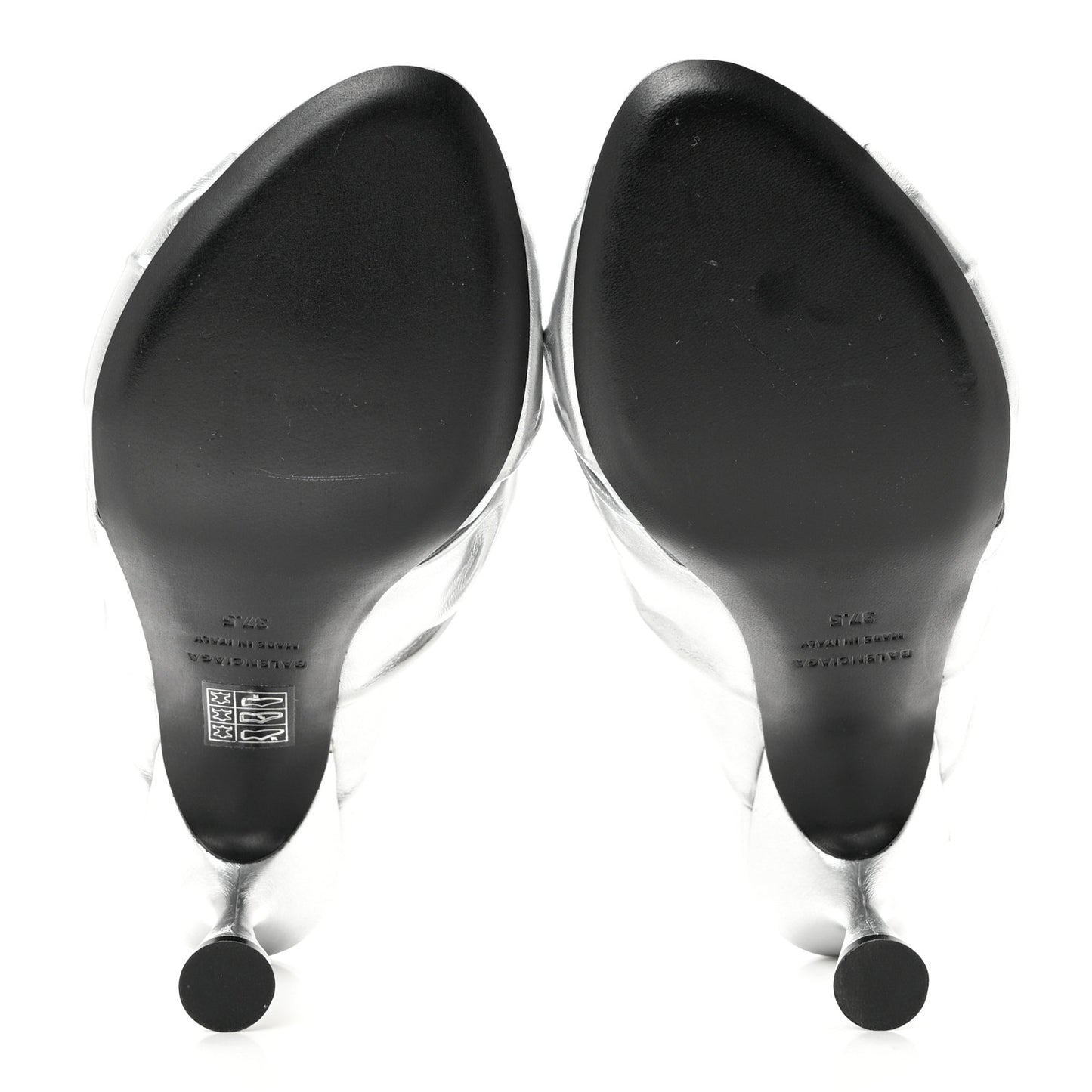 Metallic Smooth Nappa Drapy 80mm Sandals 37.5 Silver