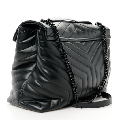 Saint Laurent Calfskin Y Quilted Monogram Monochrome Large Loulou Chain Satchel Black 3 of 13