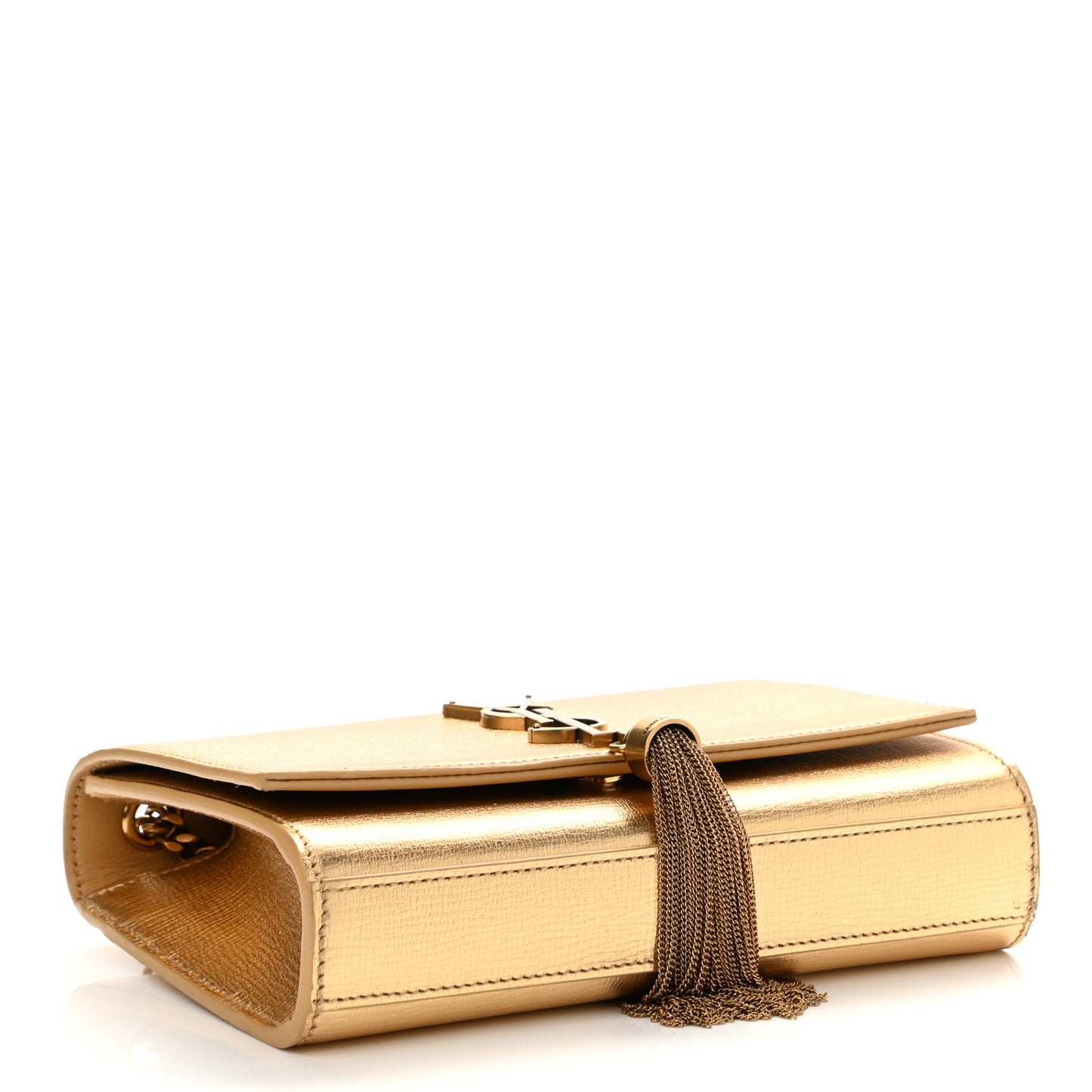 Metallic Calfskin Small Classic Monogram Kate Tassel Satchel Gold
