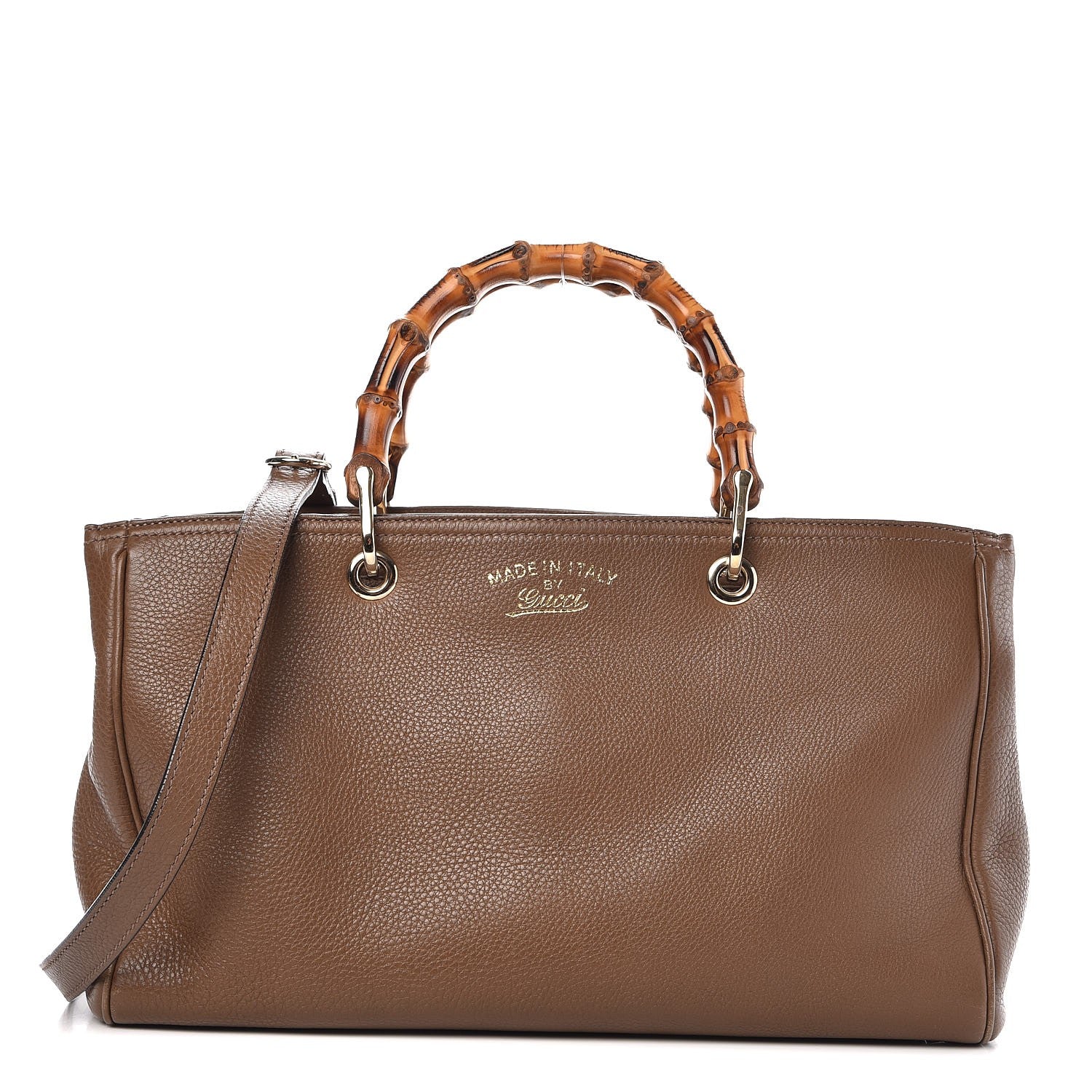 Gucci Pebbled Calfskin Medium Bamboo Shopper Tote Acero 1 of 15