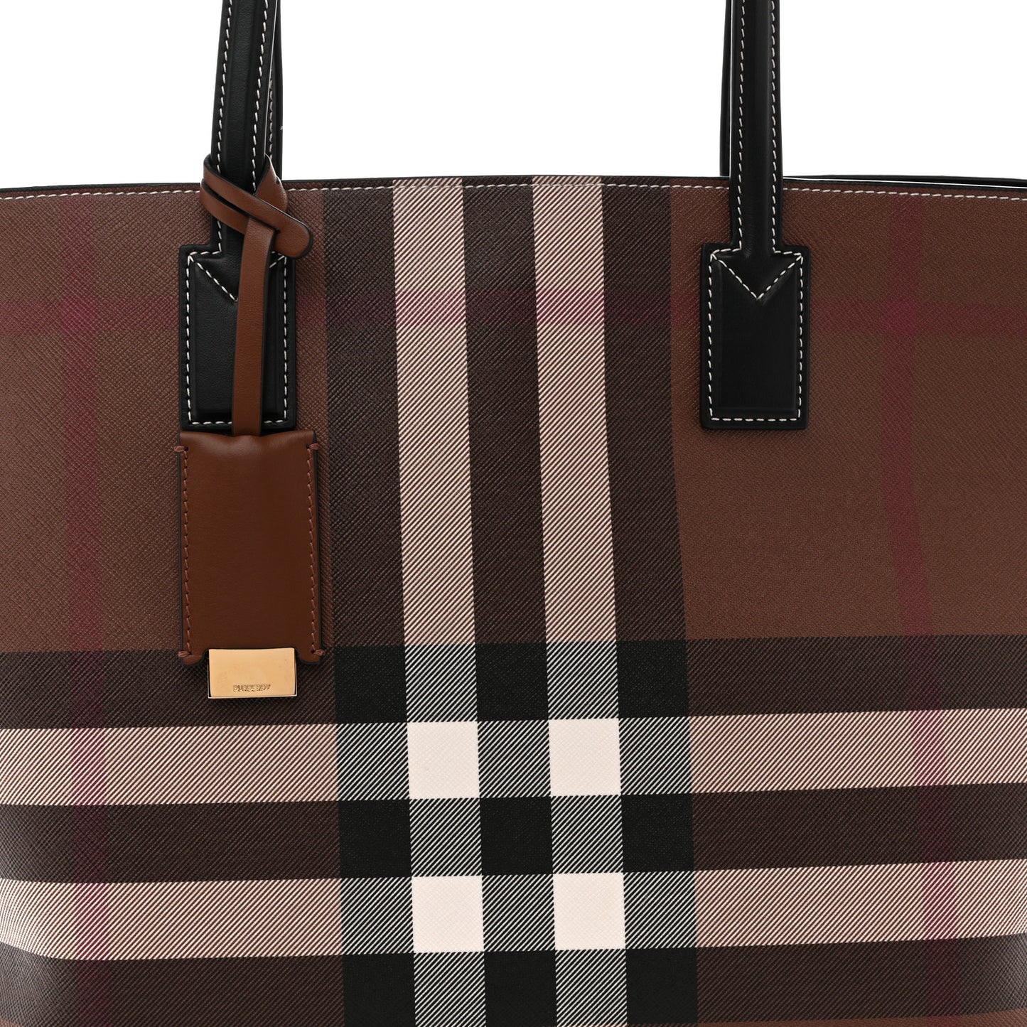 E-Canvas Check Medium Soft TB Tote Dark Birch Brown