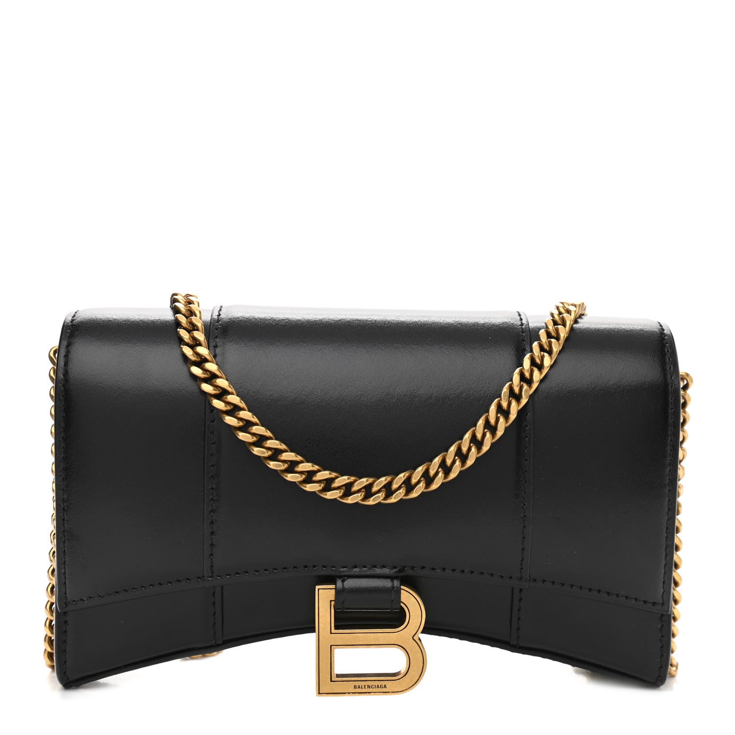 Balenciaga Shiny Box Calfskin Hourglass Chain Bag Black 1 of 13