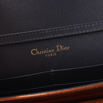 Christian Dior Metallic Patent Micro-Cannage Diorama Wallet on Chain Pouch Orange 6 of 9