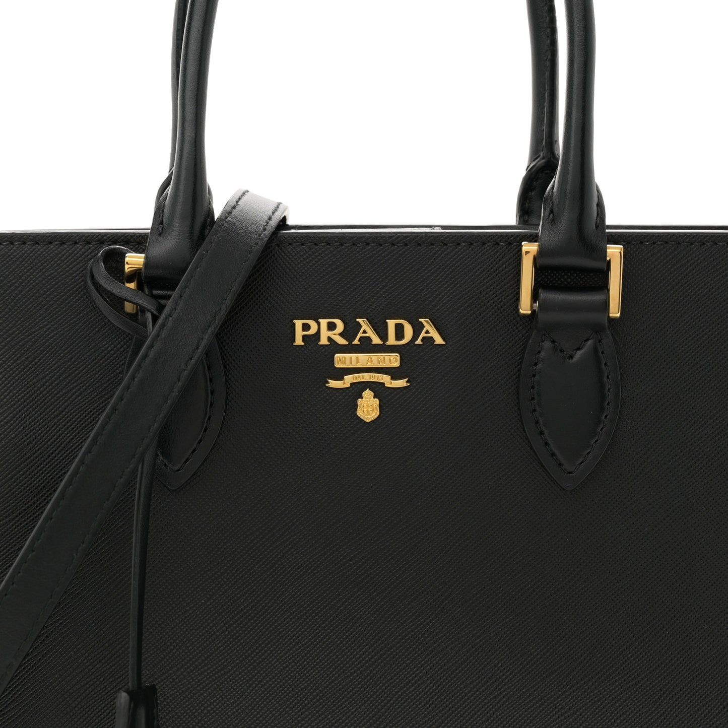 Saffiano Soft Calfskin Small Zippered Tote Black