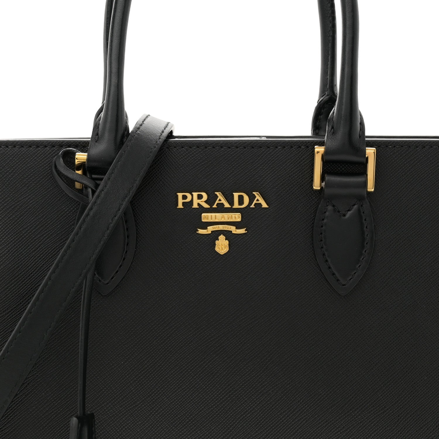 Prada Saffiano Soft Calfskin Small Zippered Tote Black 7 of 11