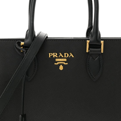 Prada Saffiano Soft Calfskin Small Zippered Tote Black 7 of 11