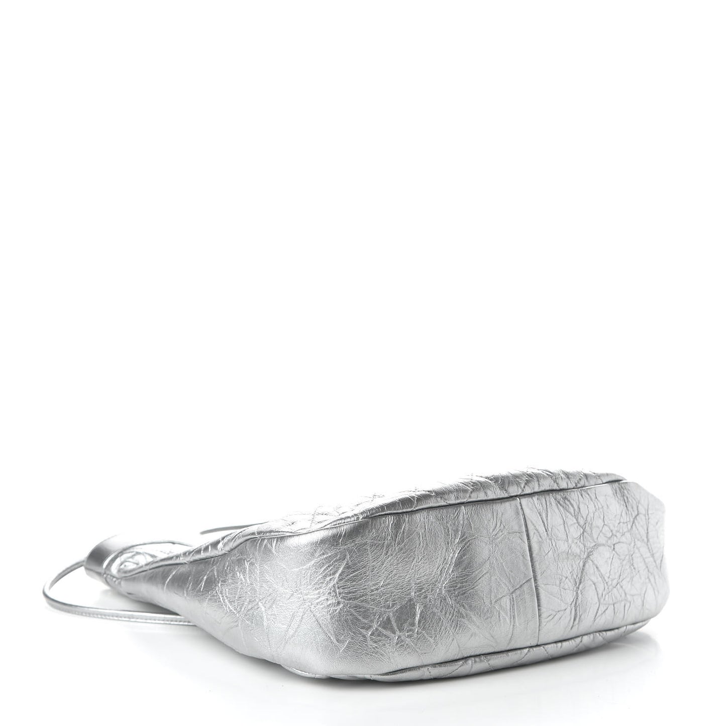 Metallic Crumpled Calfskin Small 31 Shopping Bag Silver