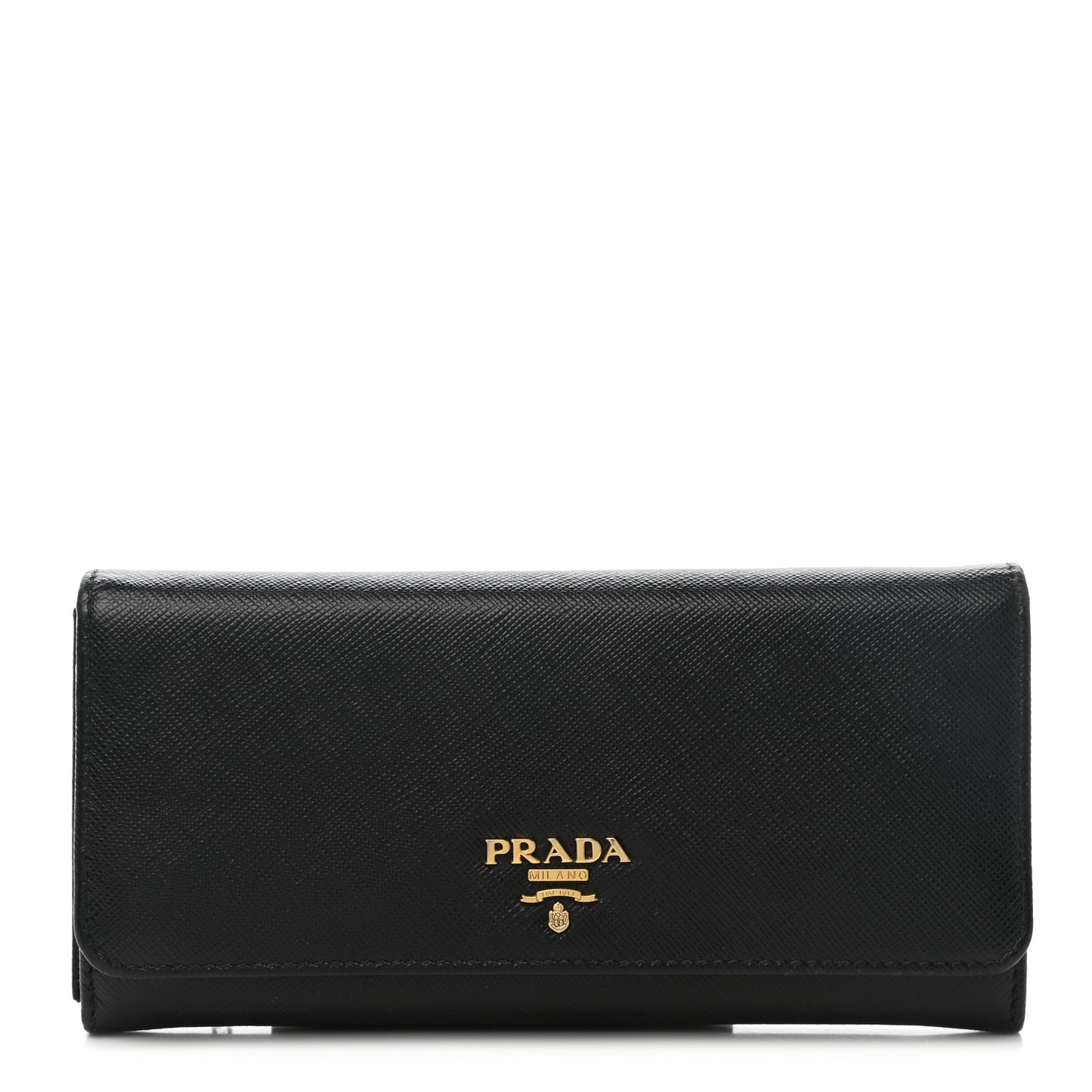 Saffiano Metal Continental Flap Wallet Black