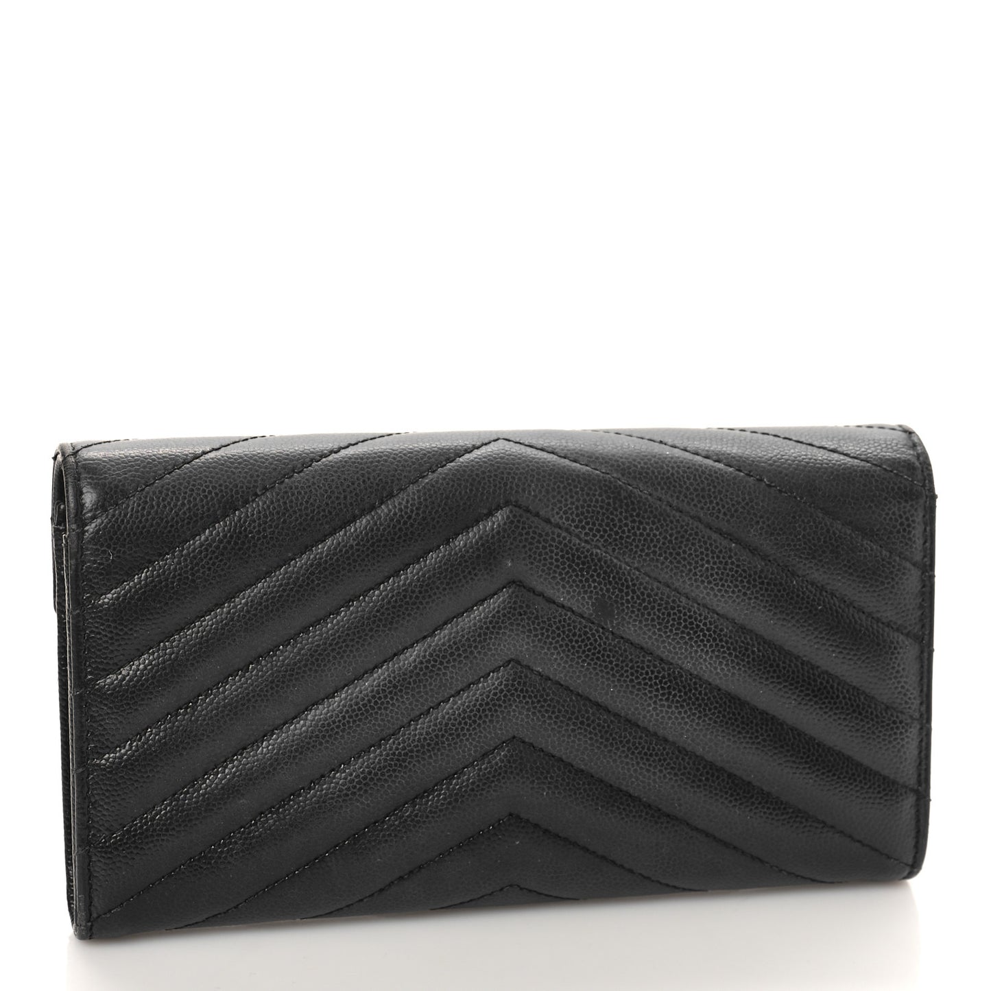 Grain De Poudre Matelasse Chevron Monogram Flap Wallet Black