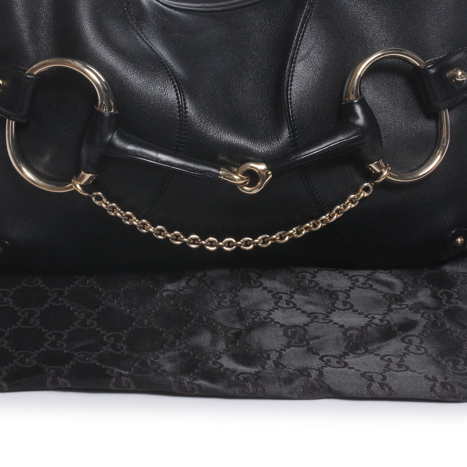 Gucci Leather Large Horsebit Chain Hobo Black 4 of 7