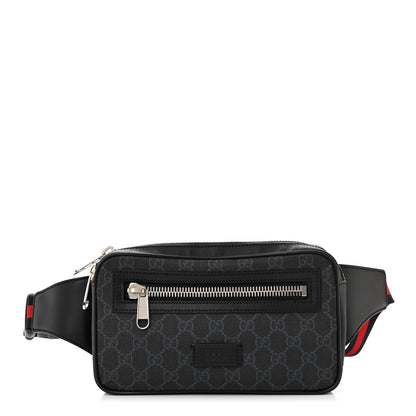 Gucci Soft GG Supreme Monogram Web Belt Bag Black Grey 1 of 10