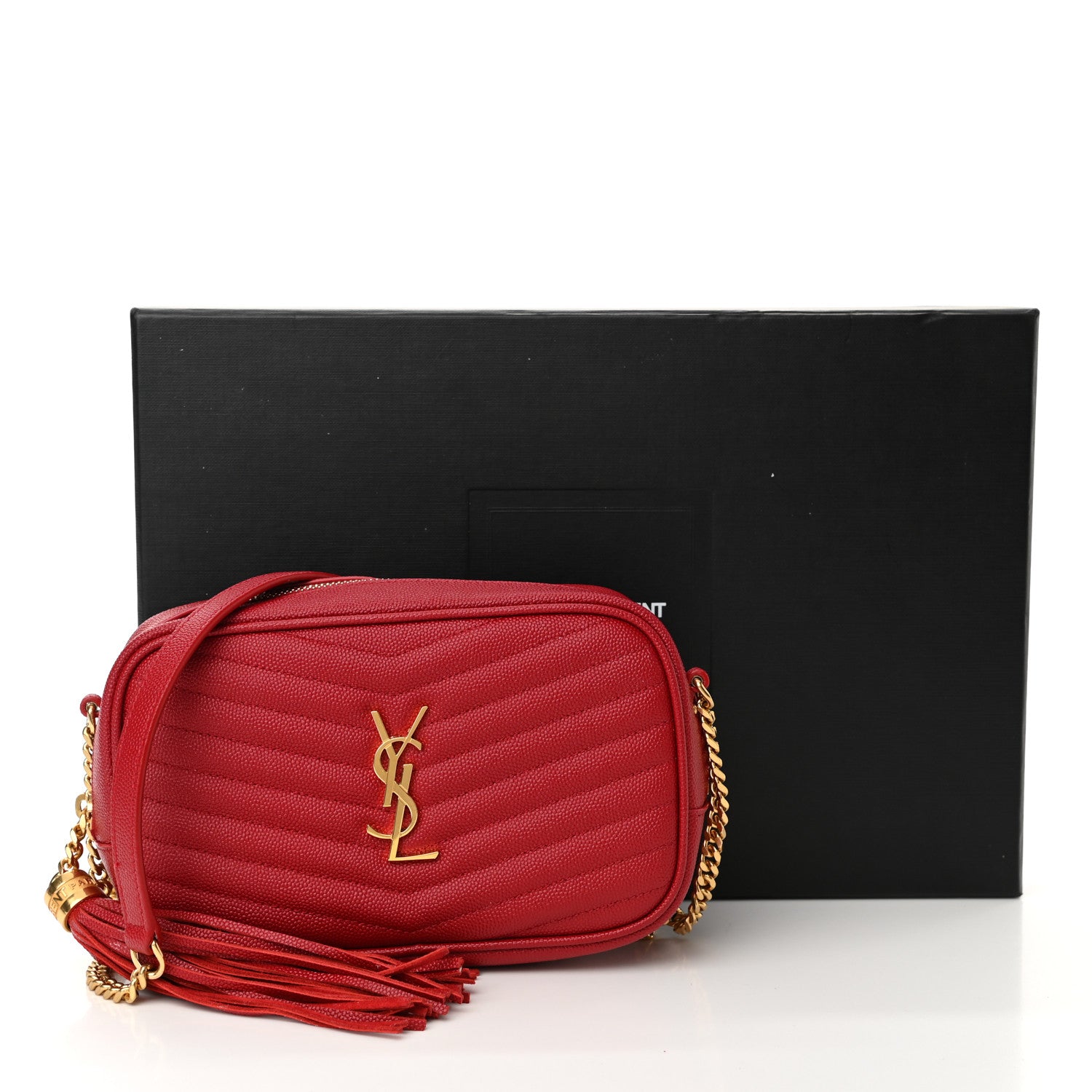 Saint Laurent Grain De Poudre Matelasse Monogram Mini Lou Camera Bag Eros Red 12 of 12