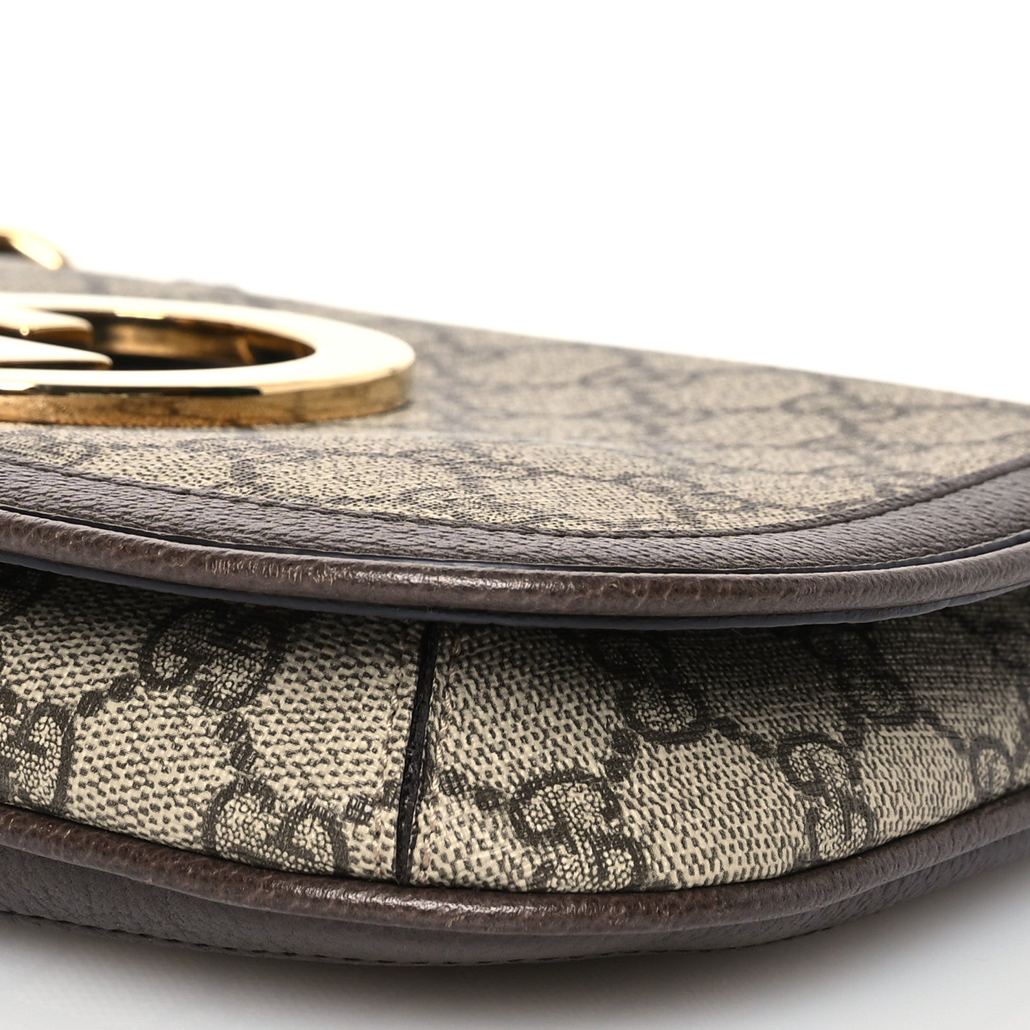 Gucci GG Supreme Monogram Textured Dollar Calfskin Blondie Chain Shoulder Flap Bag Beige Ebony New Acero 9 of 13