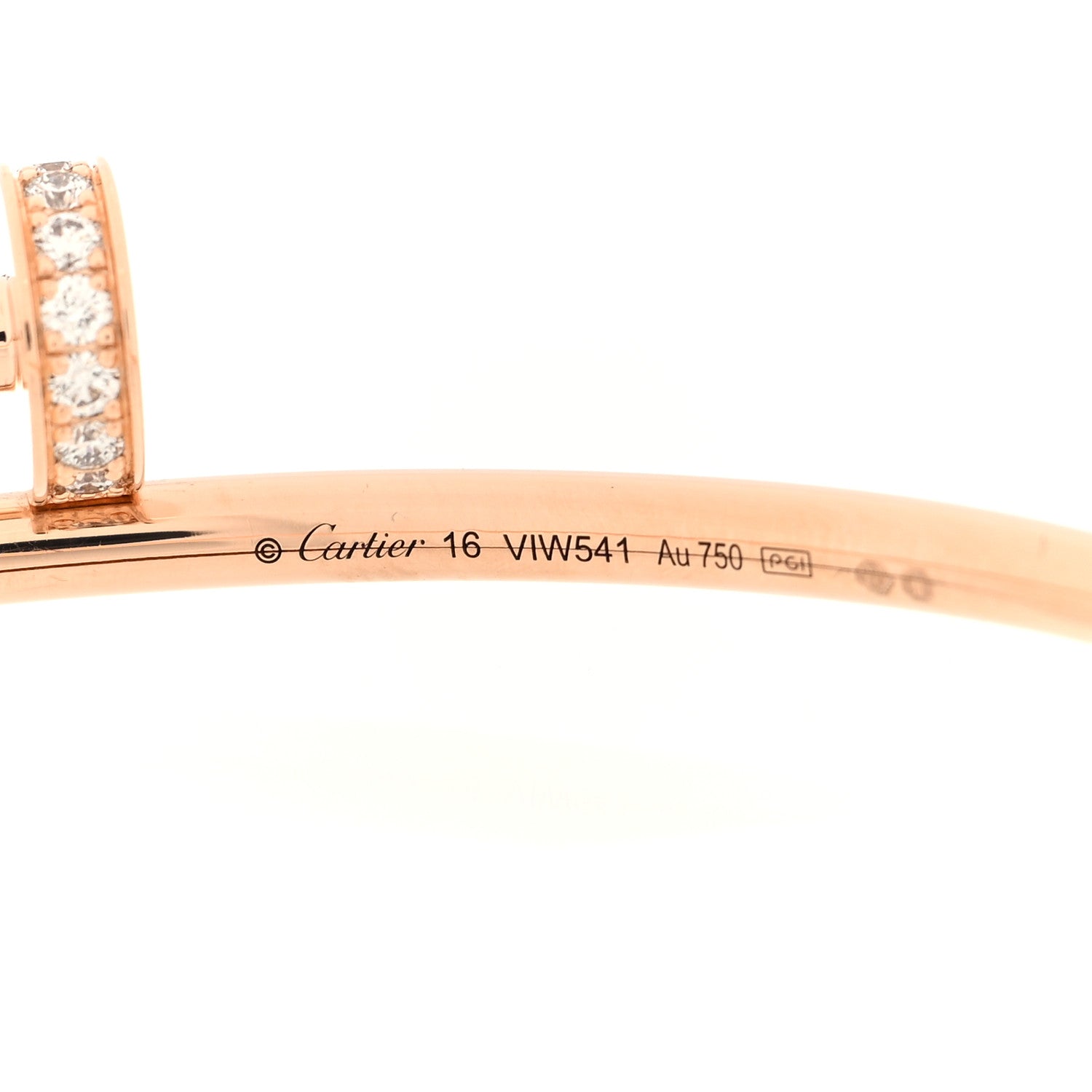 Cartier 18K Pink Gold Diamond Small Juste Un Clou Bracelet 16 3 of 4