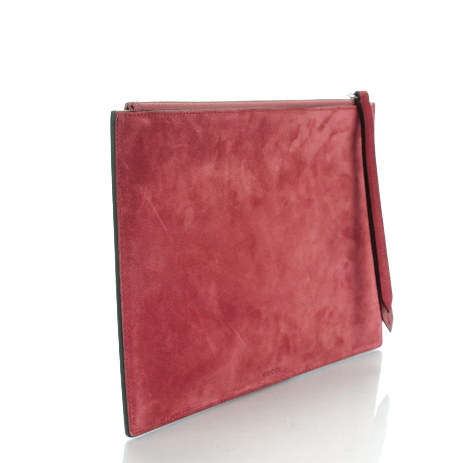Gucci GG Supreme Monogram Blooms Suede Large Zip Pouch Beige Multicolor Dry Rose 3 of 6