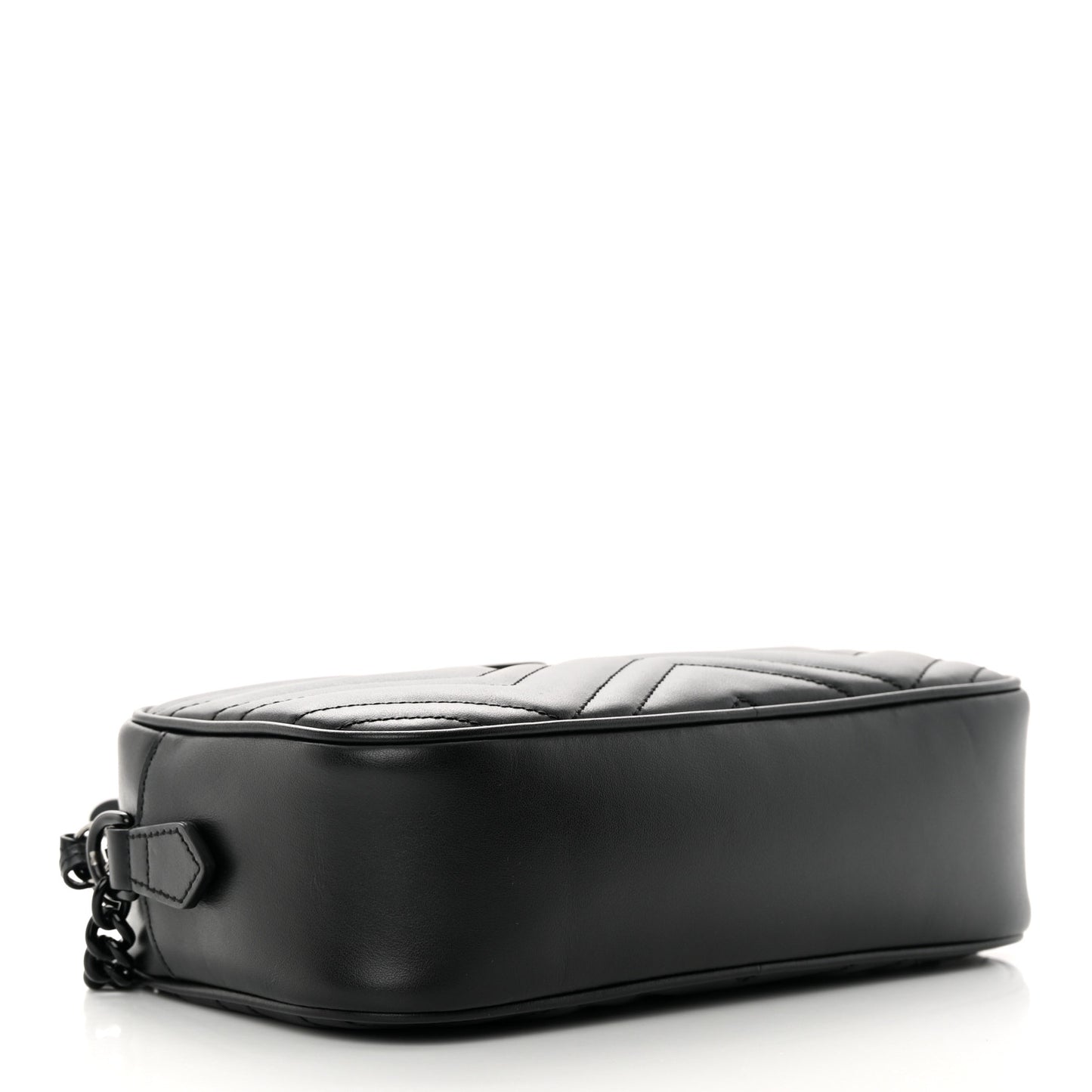 Calfskin Matelasse Monochrome Small GG Marmont Chain Shoulder Bag Black