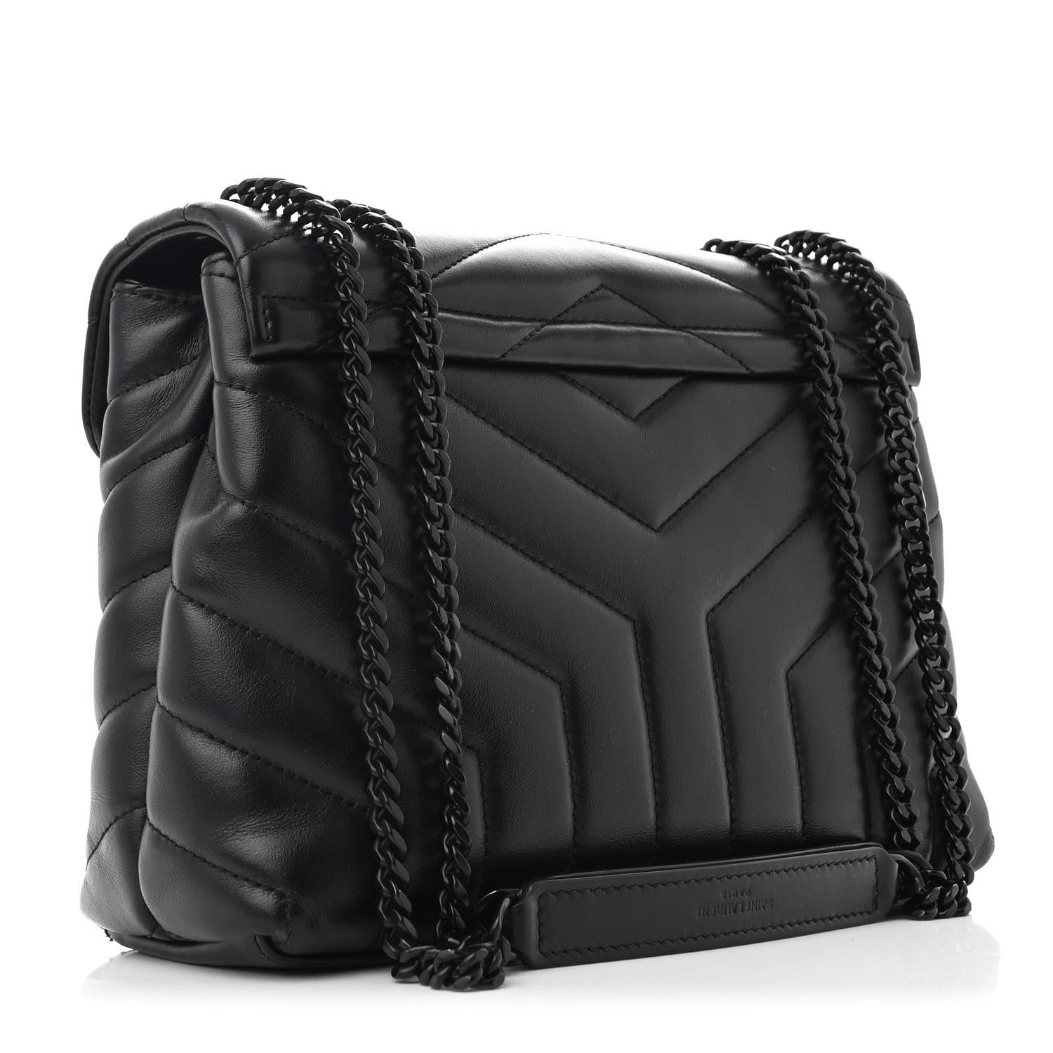 Saint Laurent Calfskin Y Quilted Monogram Monochrome Small Loulou Chain Satchel Black 3 of 12