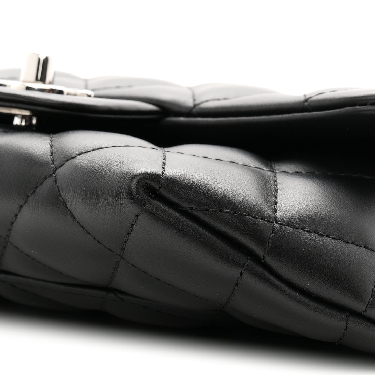 Calfskin Quilted CC Uniform Flap Belt Bag Black