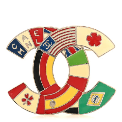 Chanel Enamel Flags CC Brooch Silver 1 of 4
