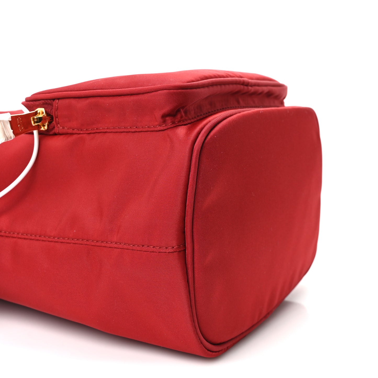 Nylon Vela Saffiano Mini Bucket Crossbody Bag Fuoco